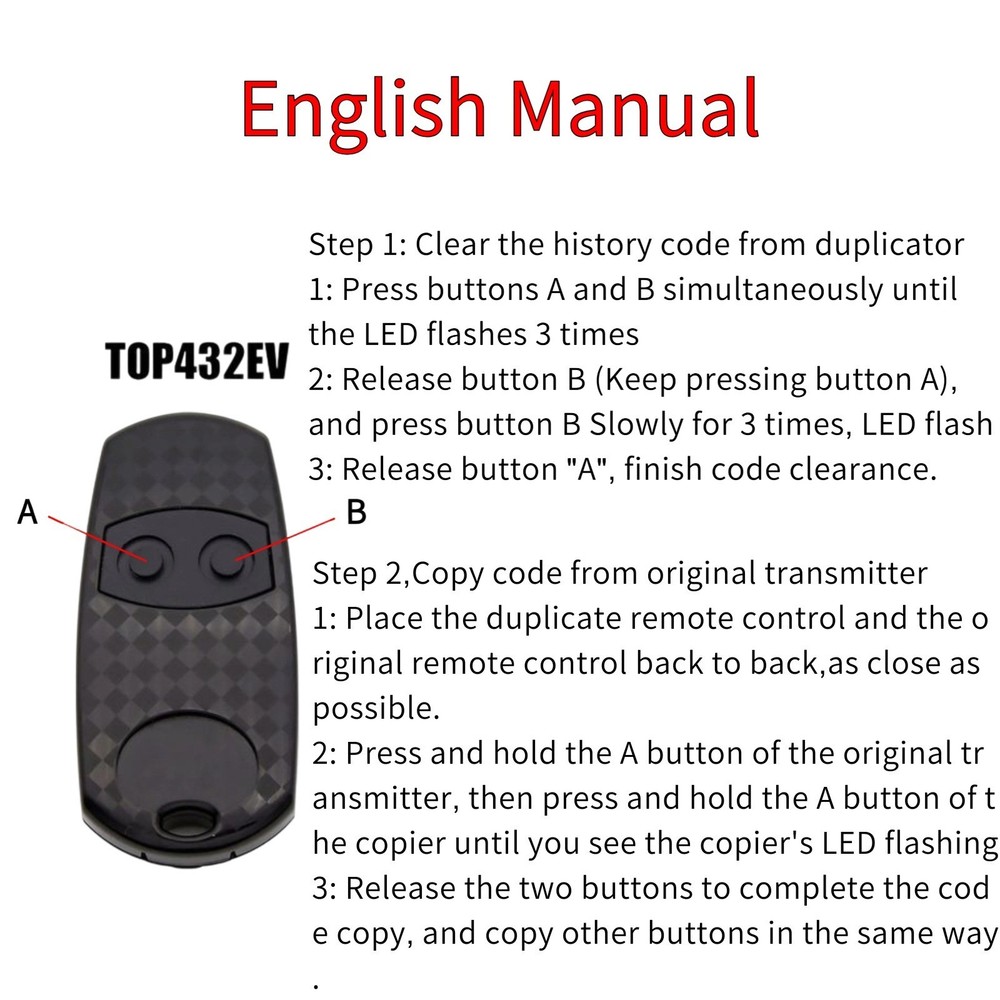 CAME TOP432EE wireless remote control mini remote contro copy