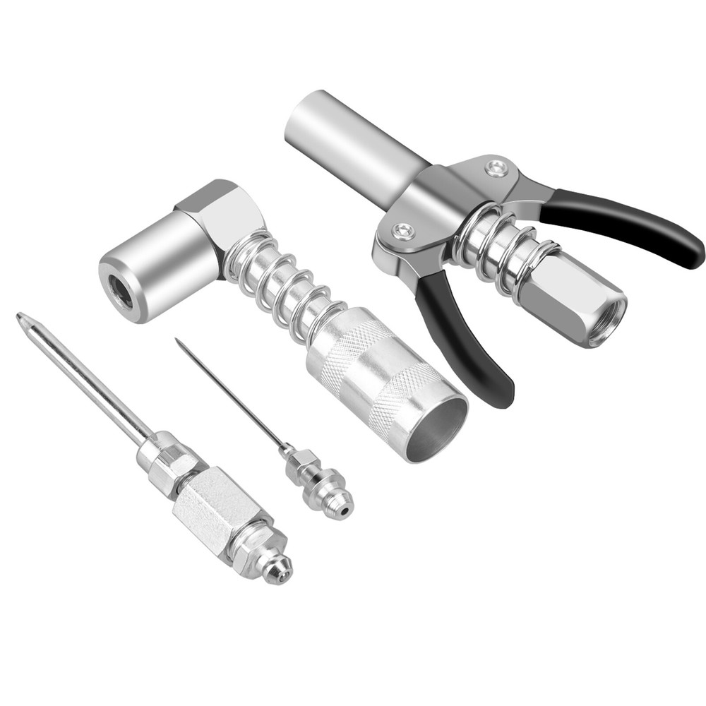 4pcs Grease Gun Fitting Tool Kit 90 Degree Coupler Adapter Needle Tips Dispenser