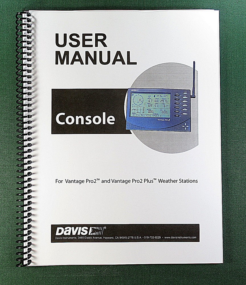 Davis Vantage Pro 2 Instruction Manual: 60 Pages & Protective Covers!