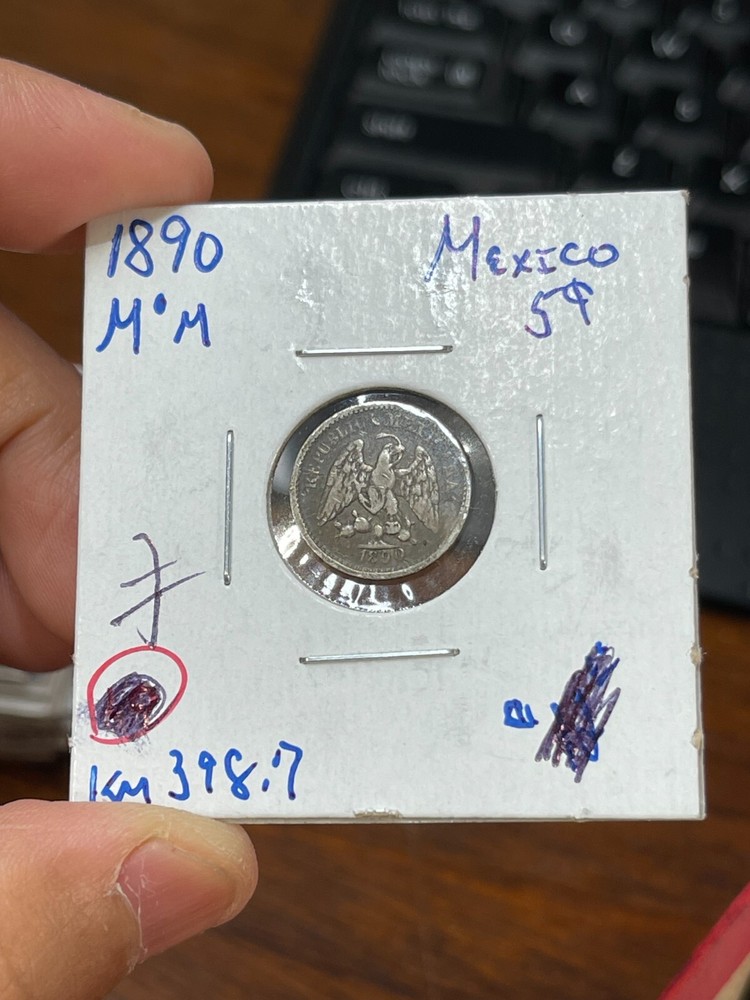 1890 Mo M Mexico 5 Centavos Silver Coin High Value