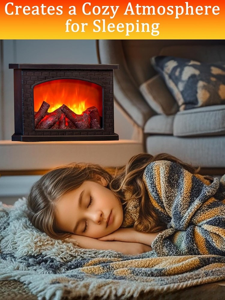 Electric Fireplace Lantern with Realistic LED Flame Effect, USB Battery Powered,