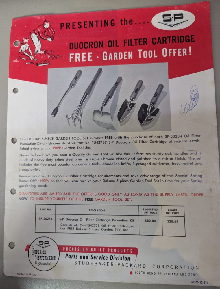 Studebaker Accessory Oil Filter Flyer