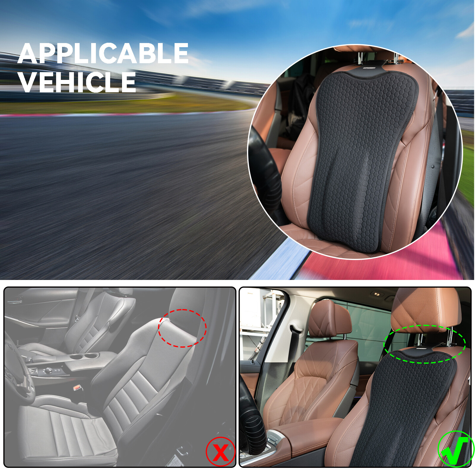 Back Cushion Lumbar Support Cushion Pillow/Car Seat Back Cushion Pain Relief US,