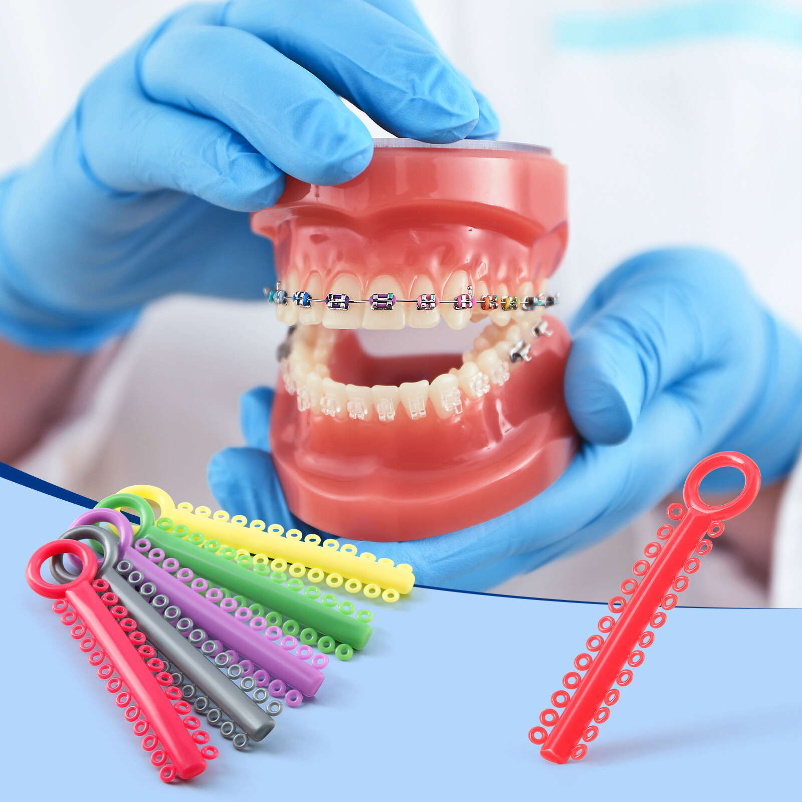 JMU Dental Orthodontic Ligature Ties Elastic Rubber Bands Ligature Gun for Brace