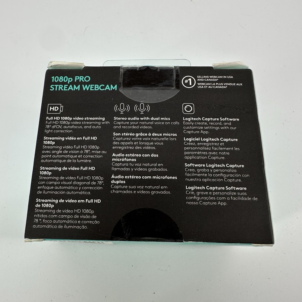 Logitech 1080p Webcam Pro Stream 30fps New
