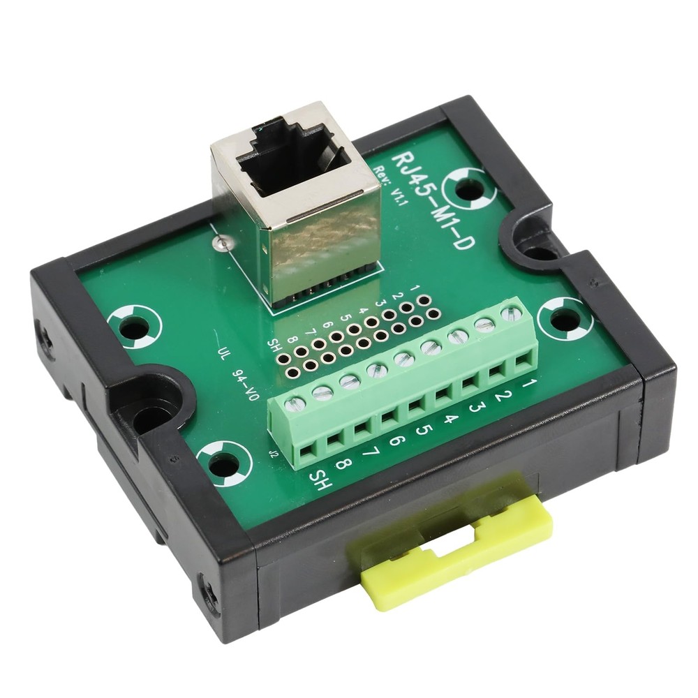RJ45 8P8C DIN Rail Mount Ethernet Distribution Breakout Board Vertical
