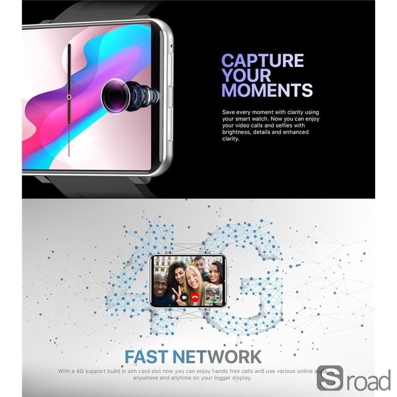 Android Smart Watch 2.86" IPS Screen 5MP Camera NFC GPS WiFi Bluetooth