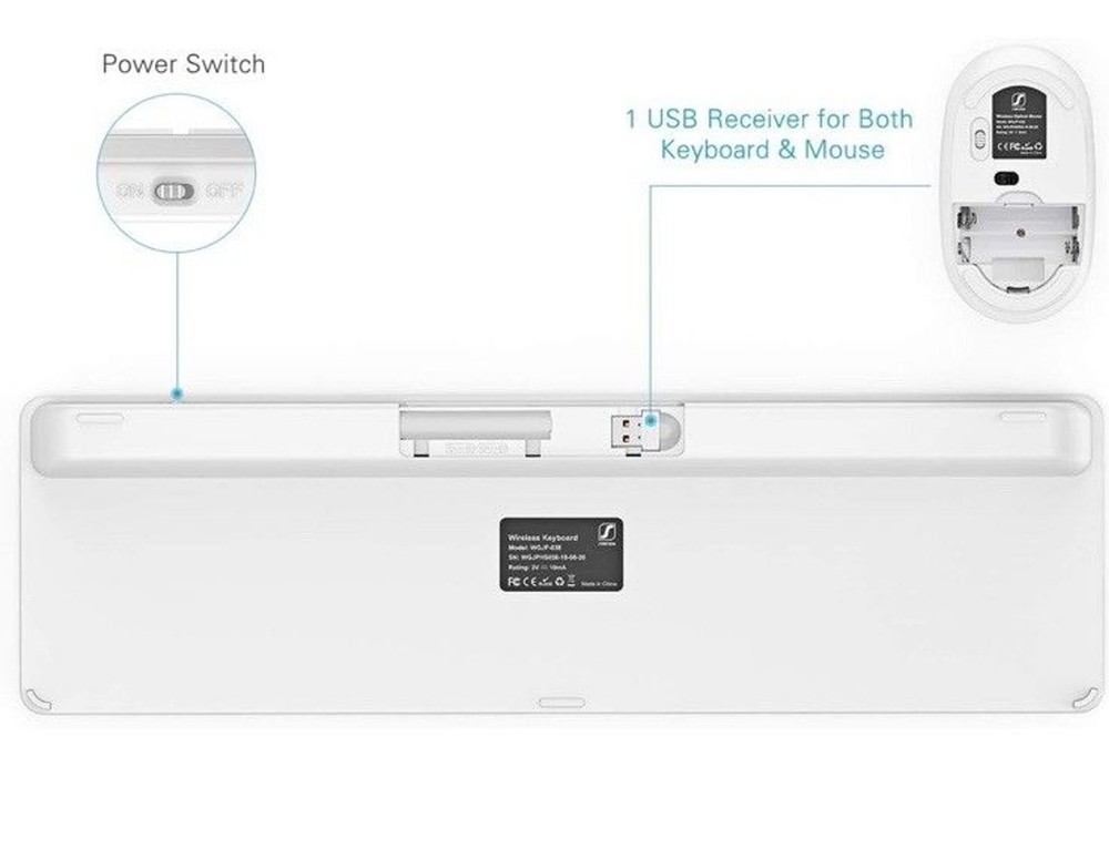 Wireless Keyboard and Mouse Combo - Full Size Slim Thin Wireless Keyboard Mouse