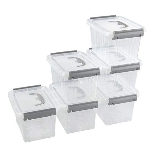 3.5 Quart Clear Storage Bins - Stackable Plastic Containers with Lids & Handles,