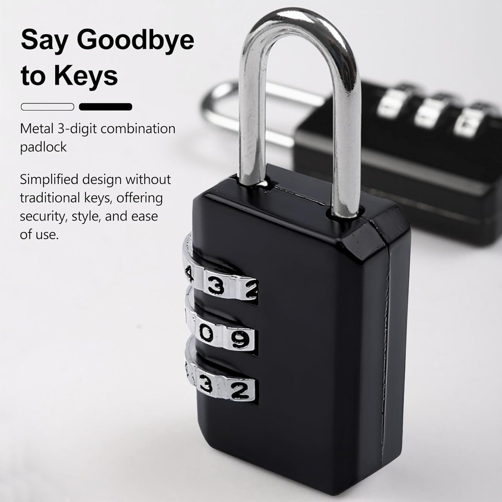 2-Pack Customizable Black Luggage Locks – Set Your Own Combination, Secure Tra