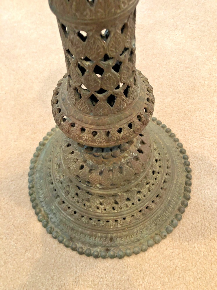 Antique Large Heavy Brass Middle Eastern India Stand