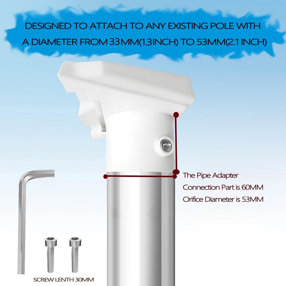 Starlink Mini Pipe Adapter, Pole Mount, for White