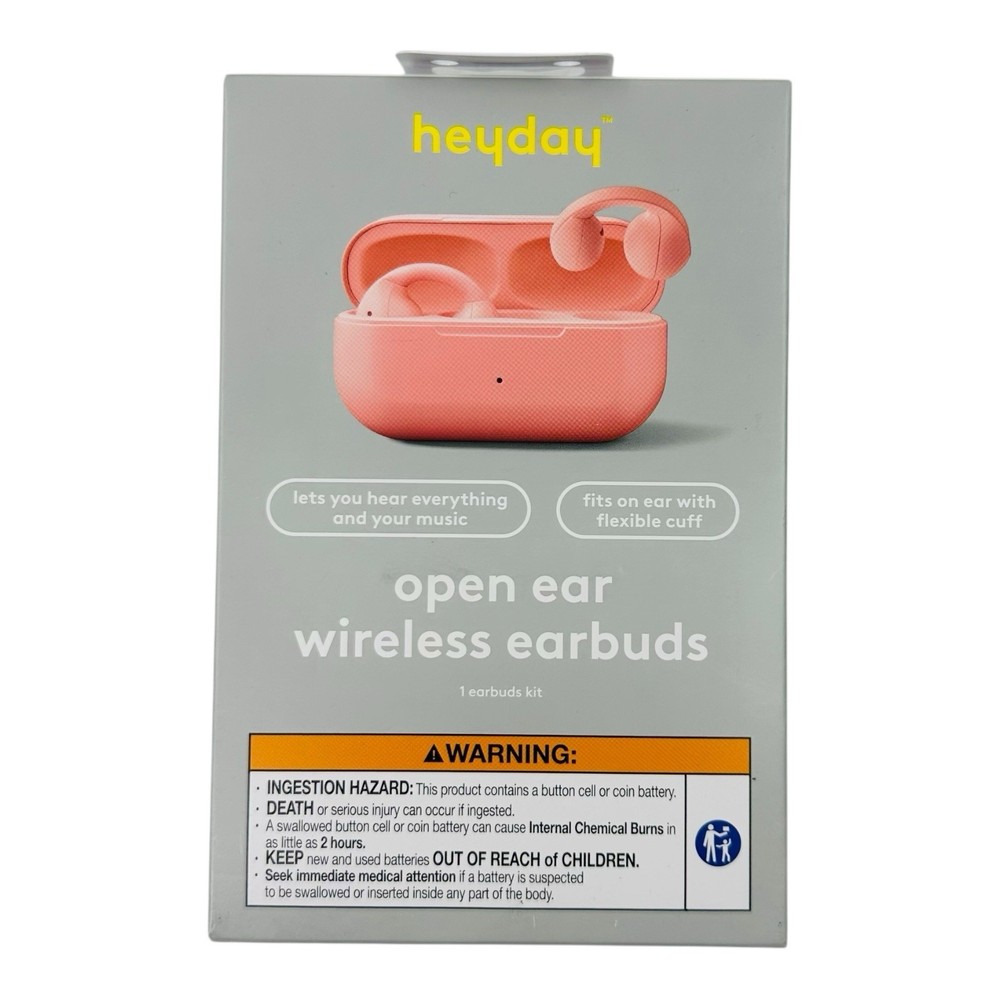 Heyday Open Ear Wireless Earbuds with Case Bluetooth Peach Color -Sealed Box