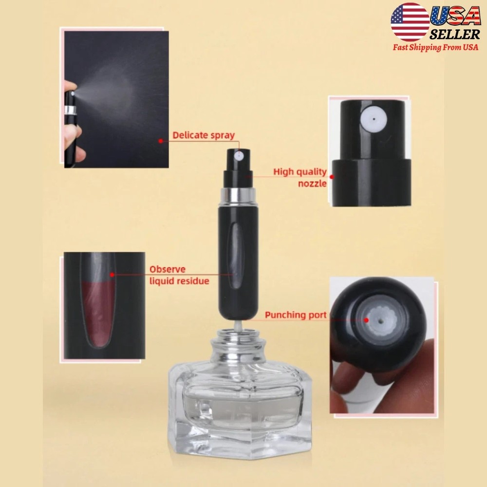Perfume Atomizer Bottle Travel Portable Mini Refillable Scent Pump Spray 5ML/1pc