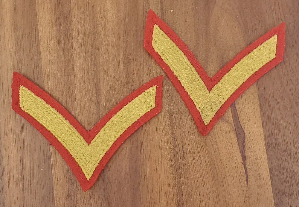 USMC Private First Class PFC Marines E2 Chevrons PATCH set! gold/red Dress Blues