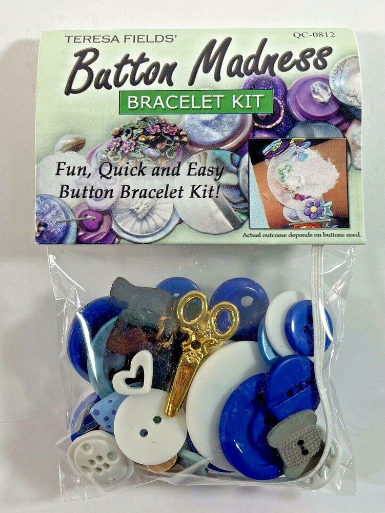 Button Madness Bracelet Kits Blue & White Sewing Themed