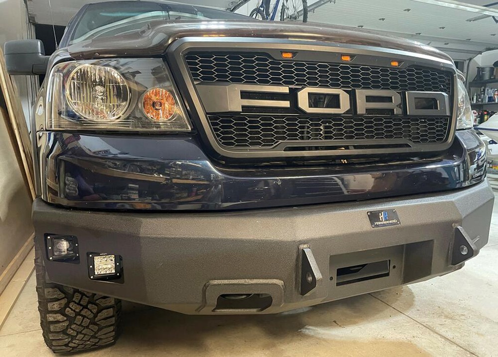 Front Grille For 2004-2008 Ford F150 Raptor Style W/3LEDs W/Letters Matte Black