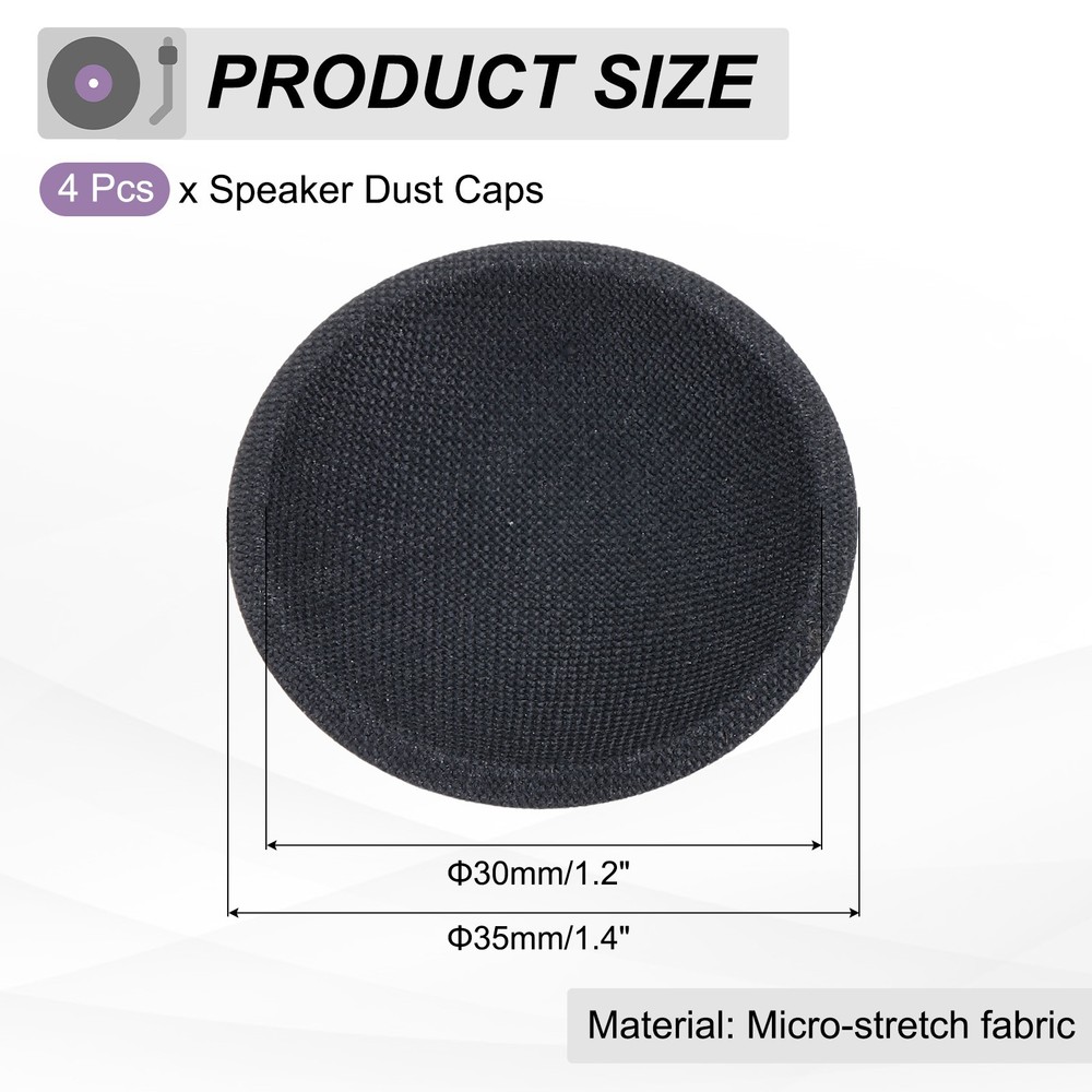 4 Pcs Speaker Dust Cap 35mm/1.4" Outer Diameter Oiled Cloth Cap