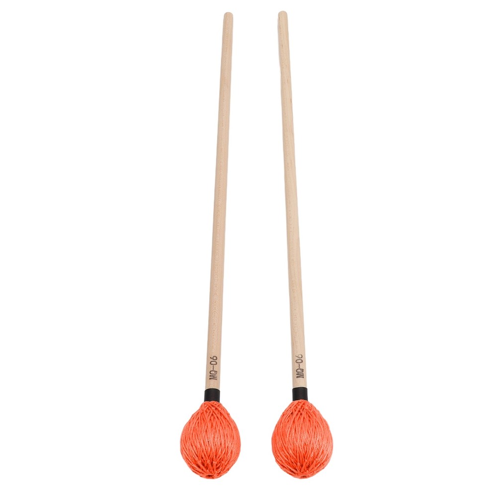 1 Pair Medium Hard Marimba Mallets For Percussion Playing Orange Excellent
