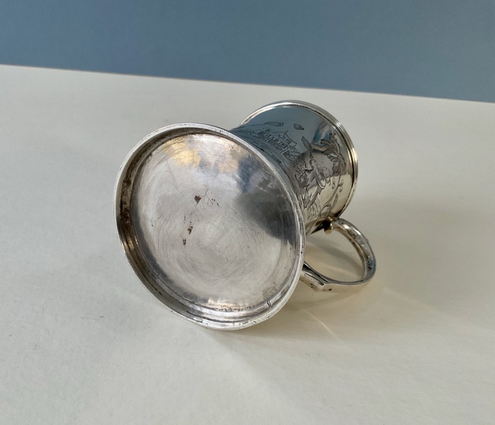 Antique Solid Silver 'Badminton' Gilded Mug Victorian