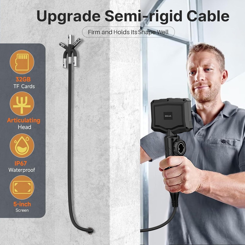 8MM 5" LCD Screen Articulating Borescope Industrial Endoscope Inspection Camera