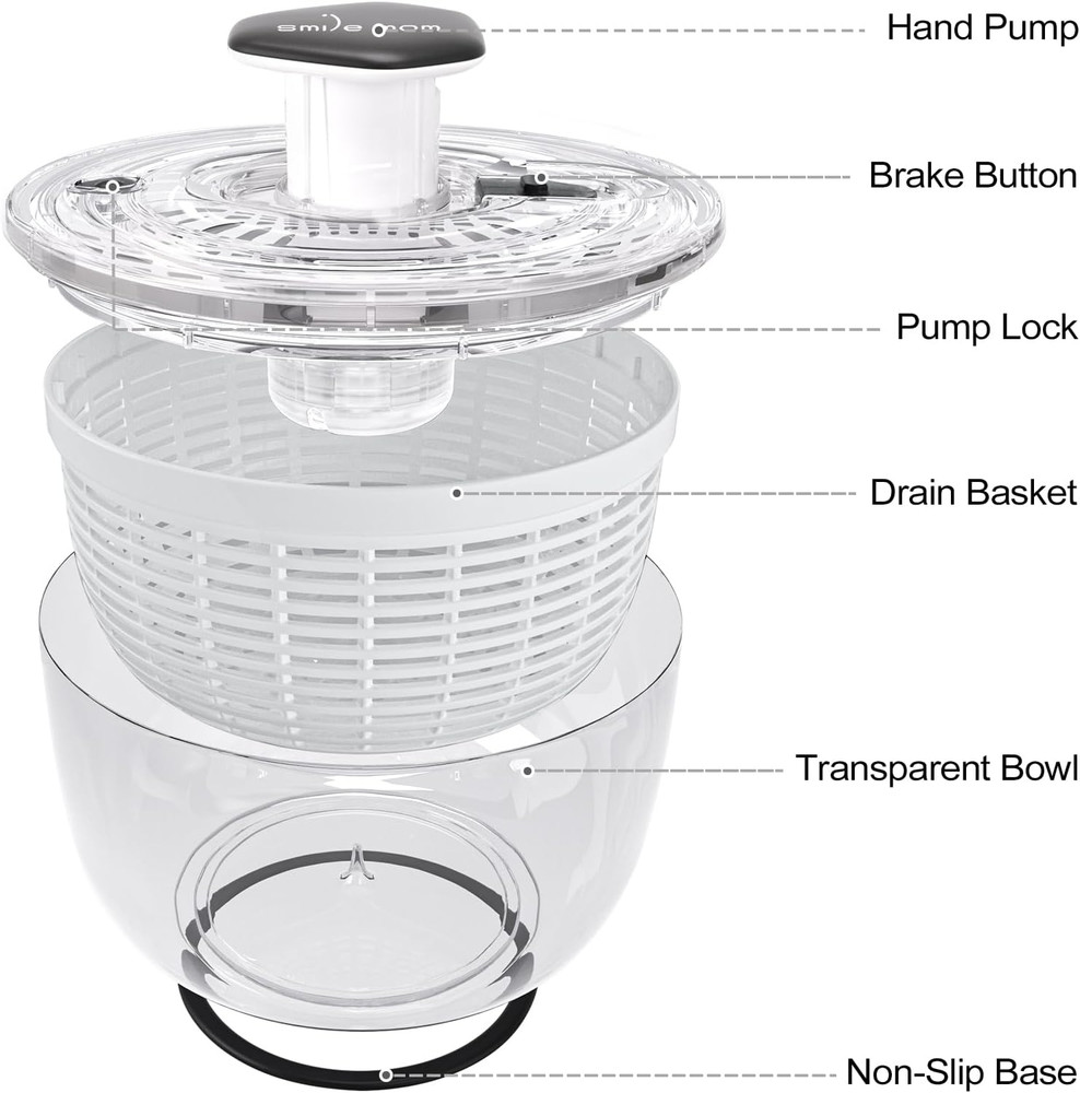 Salad Spinner Small Lettuce Spinner Kitchen Gadgets Vegetable Washer, High Ef...