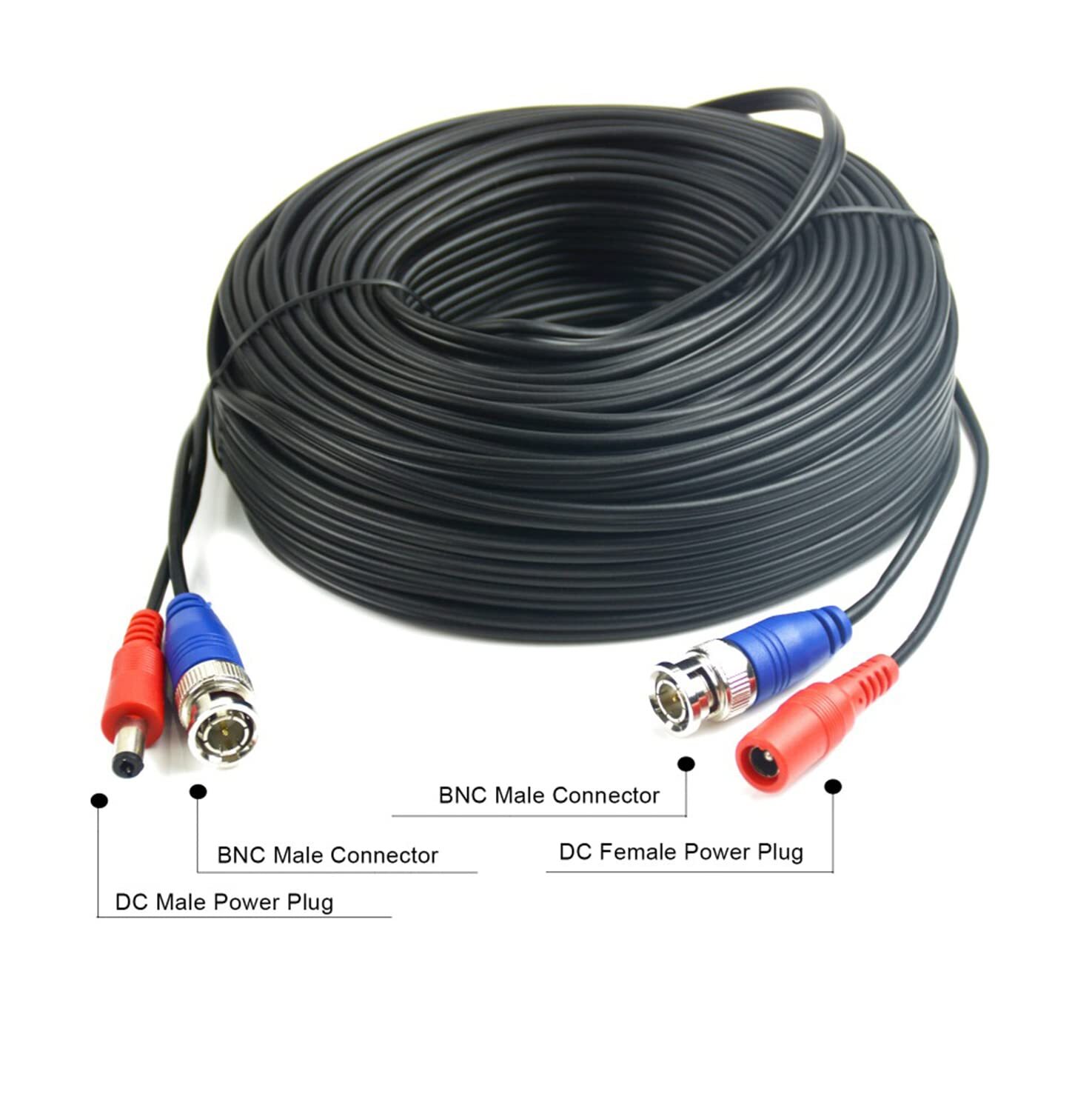 Hiseeu 100ft All-in-One BNC Video Power Cable for Surveillance Camera DVR System