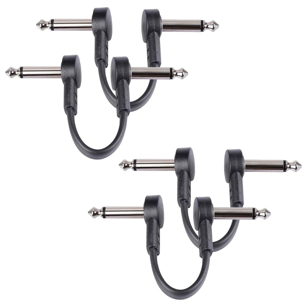 3 Inch Guitar Patch Cables 4 Pack, 1/4" TS Right Angle Effect Pedal Flat Cabl...