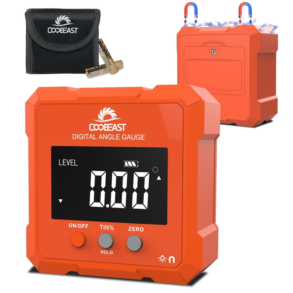 Digital Angle Finder, Level Gauge with Backlight & Orange