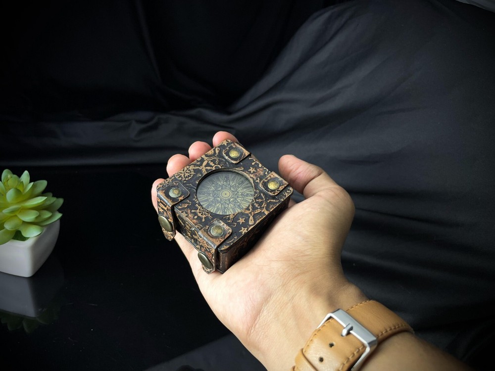 Brass Working Compass | Engraved Pocket Compass With Leather Case, Gift For Her