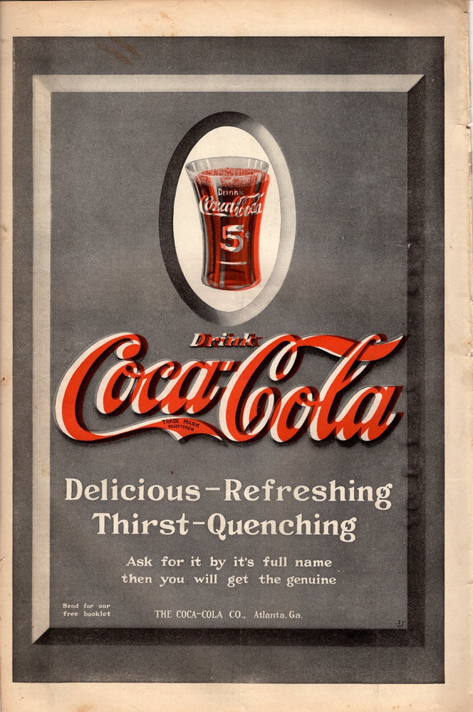 1913 Large Coca Cola ad -  from Leslies