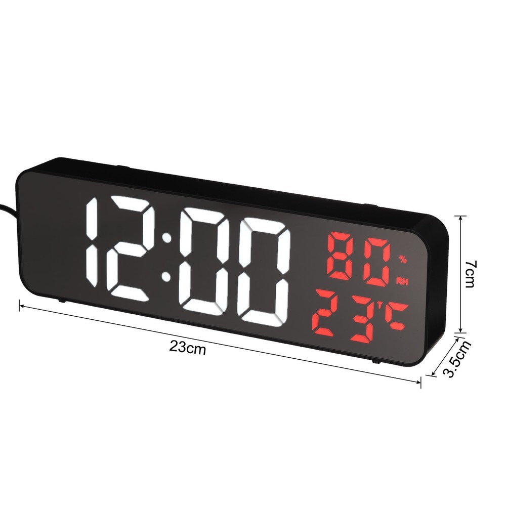 Round Electronic Alarm Clock Thin Clock with White & Red Digits