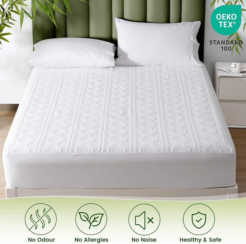 Waterproof Bamboo Mattress Protector Fitted Deep Pocket Cooling Surface New