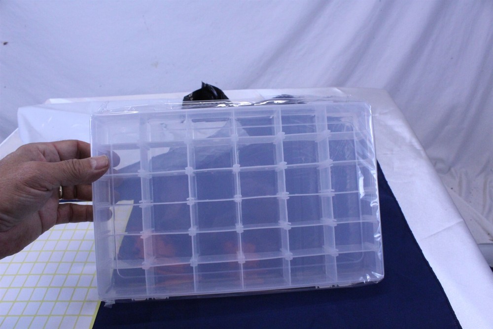 Plastic Storage Bin Clear 36 Compartments 11" x 7" Multi Use Crafts Beads More