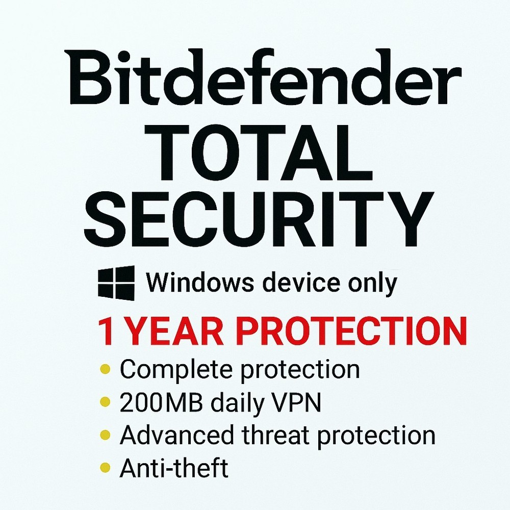 Bitdefender Total Security 1 Device 1 Windows Device Protection (Windows Only)