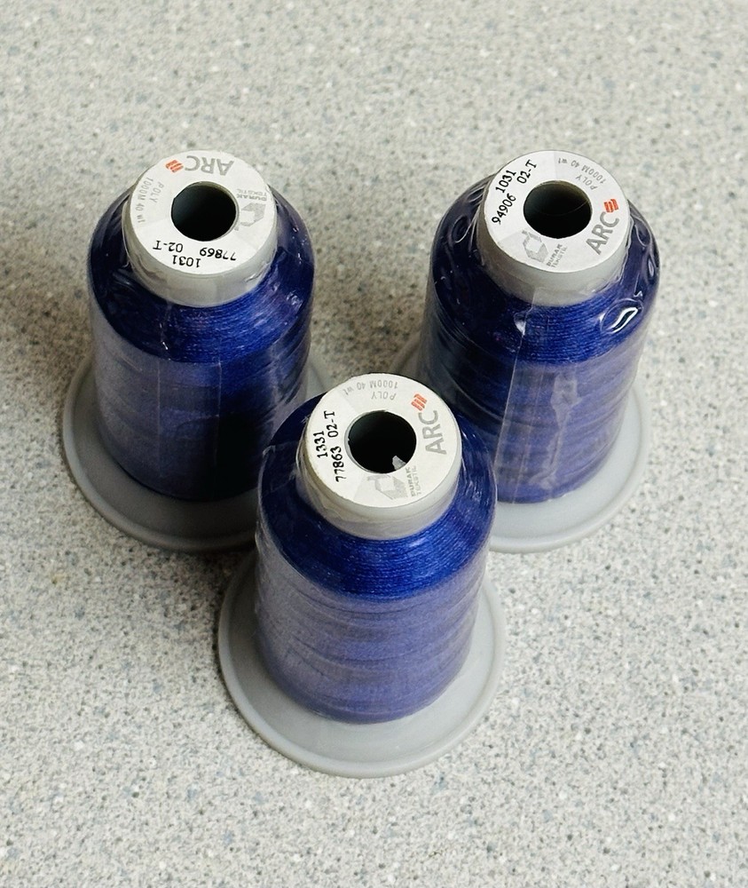 3 DURAK Tekstil ARC Polyester Embroidery Machine Thread Blue 40 WT 1000 M NEW