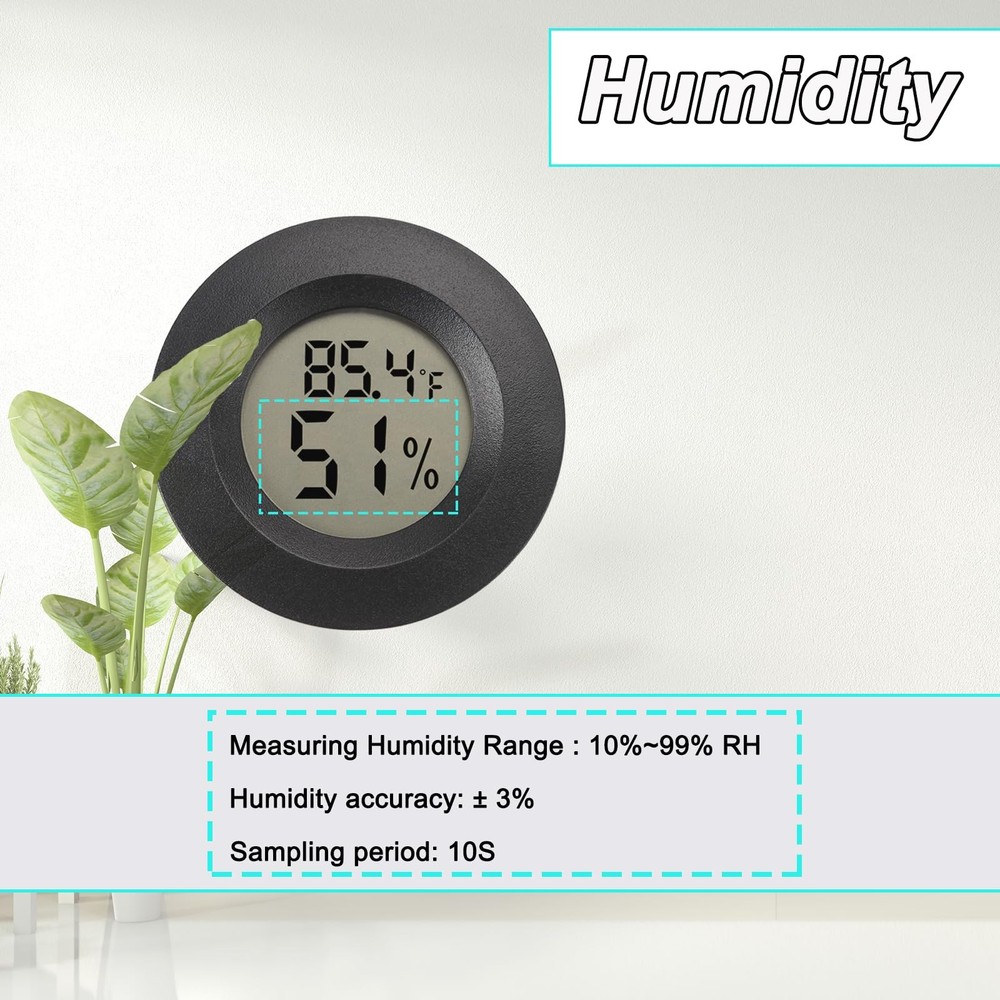 Mini Hygrometer Digital Thermometer Humidity Meter 2 Pack Black