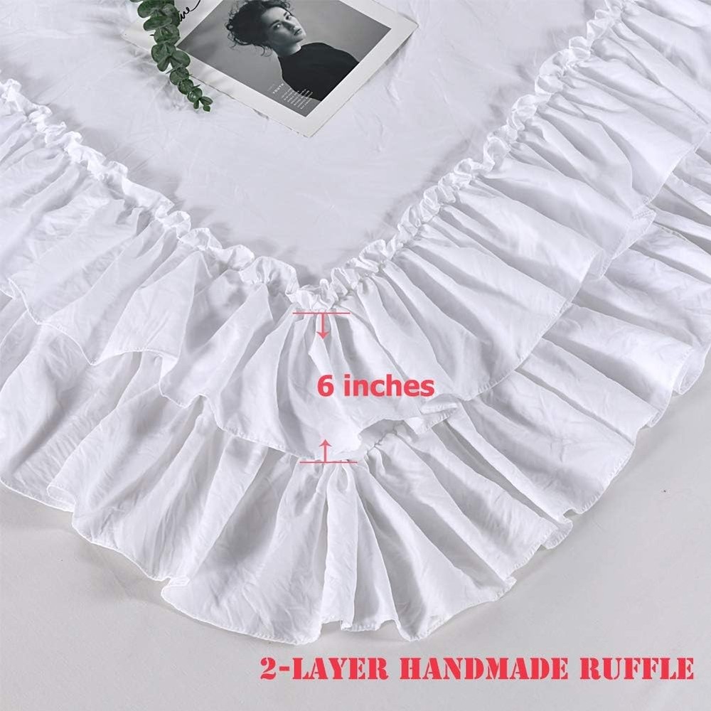 Masaca White Ruffled Shabby Comforter Set King,Boho Chic King,