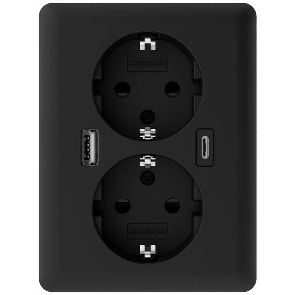 2USB 2U-449719 Recessed Socket with USB-C®, with USB Charging Output Black (or