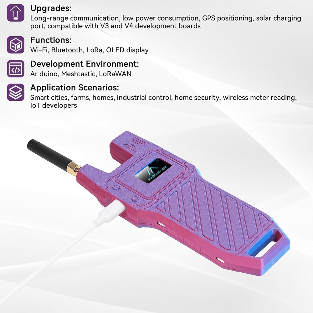 ESP32 LoRa V4 OLED Dev Board+ 915MHz Antenna + GPS Module + Case for Meshtastic