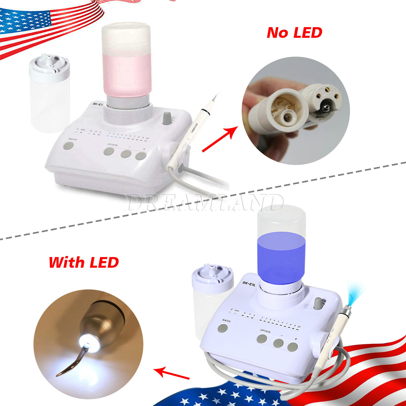 Dental Ultrasonic Piezo Scaler Handpiece 2*Bottles Fit Cavitron EMS Woodpecker