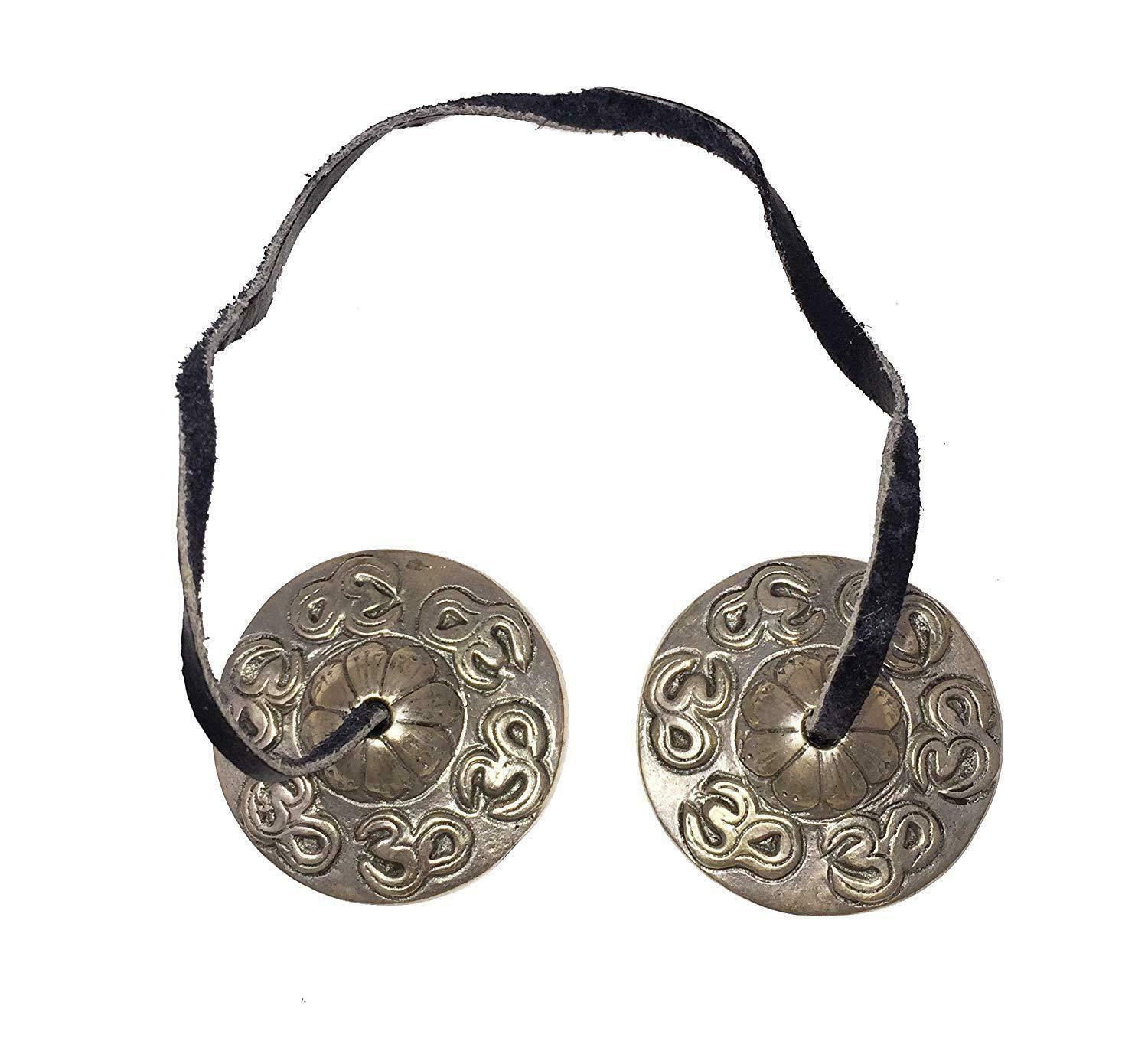 Tingsha Cymbals with cotton zip up travel bag Buddhist bell