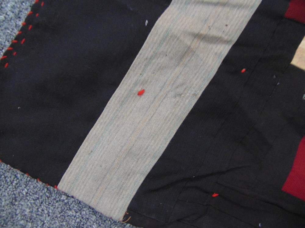 1900s Quilt-LOG CABIN Pattern-52x83-Wool-Pattern in a Pattern Type-HANDSOME-SALE
