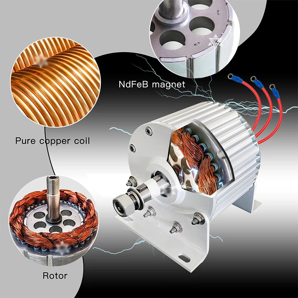 2000W Permanent Magnet Generator 3 Phase 48V Synchronous Low Torque Dynamo Motor