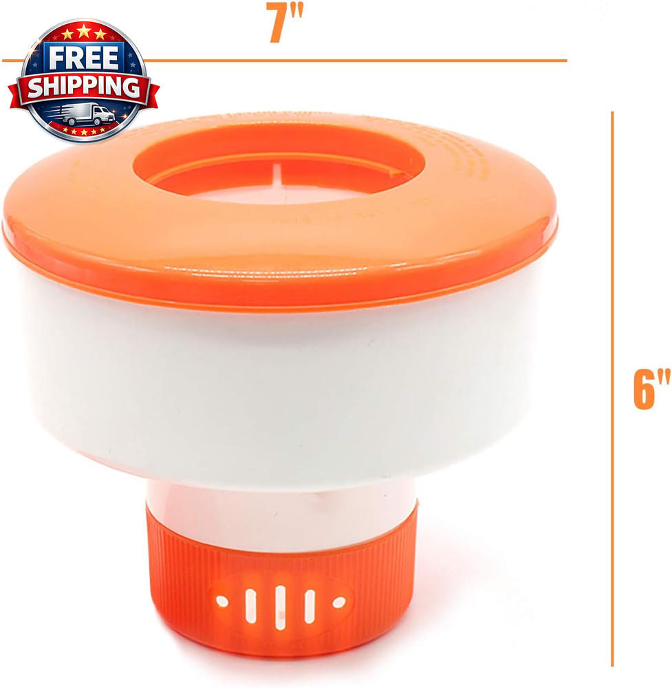 Pool Chlorine Floater, 7" Diameter Floatation Device Can Accommodate 3" Tablet C