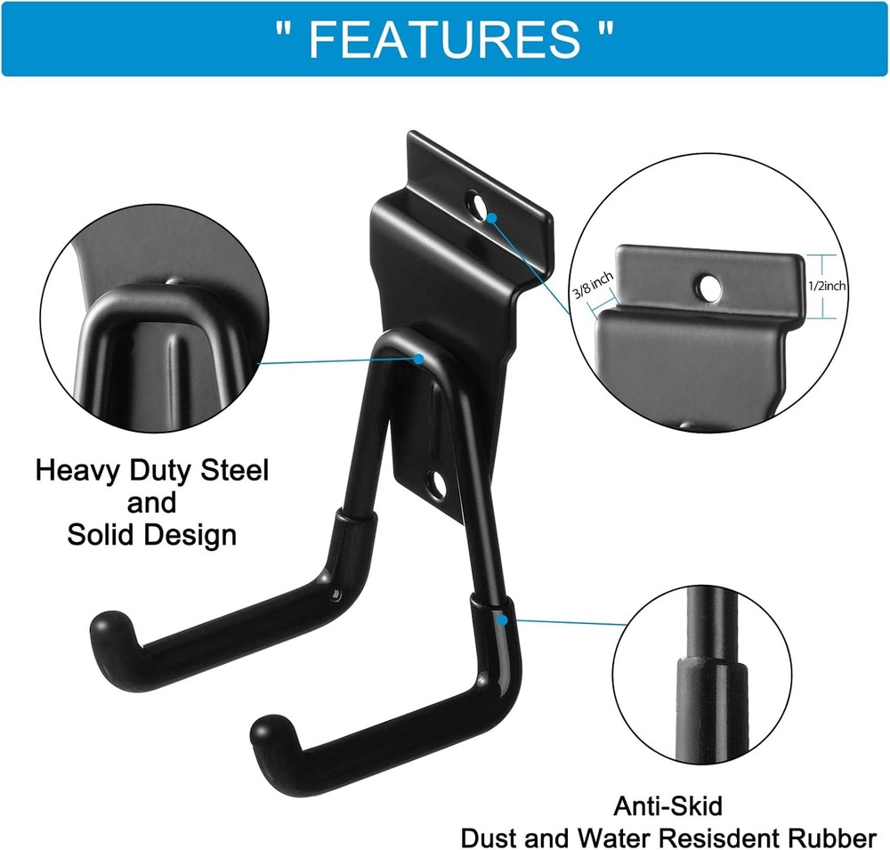 12Pack Slatwall Hooks Heavy Duty Accessories 12PC U Hooks, Black