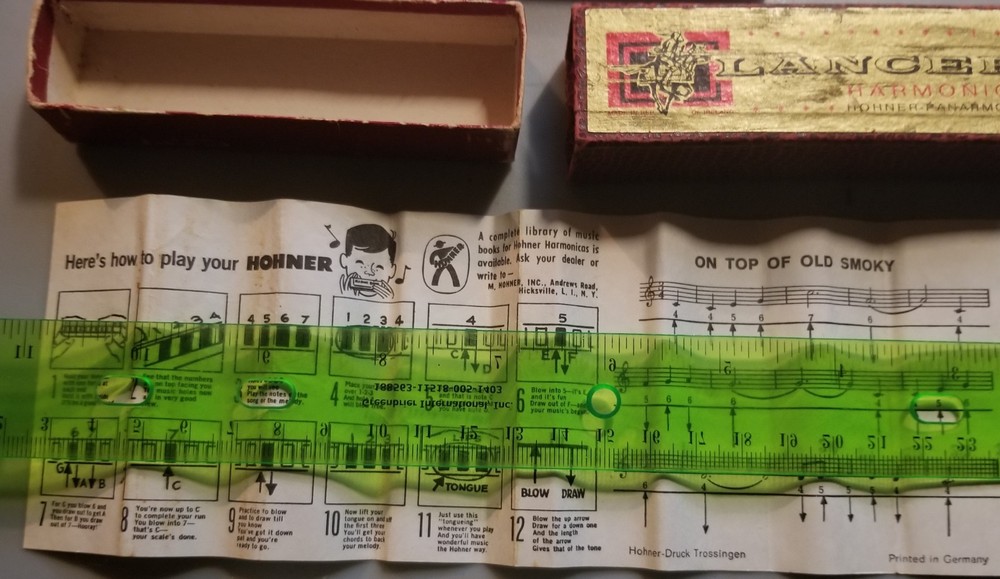 Vintage Lancer Harmonica Hohner Slide Box Paper