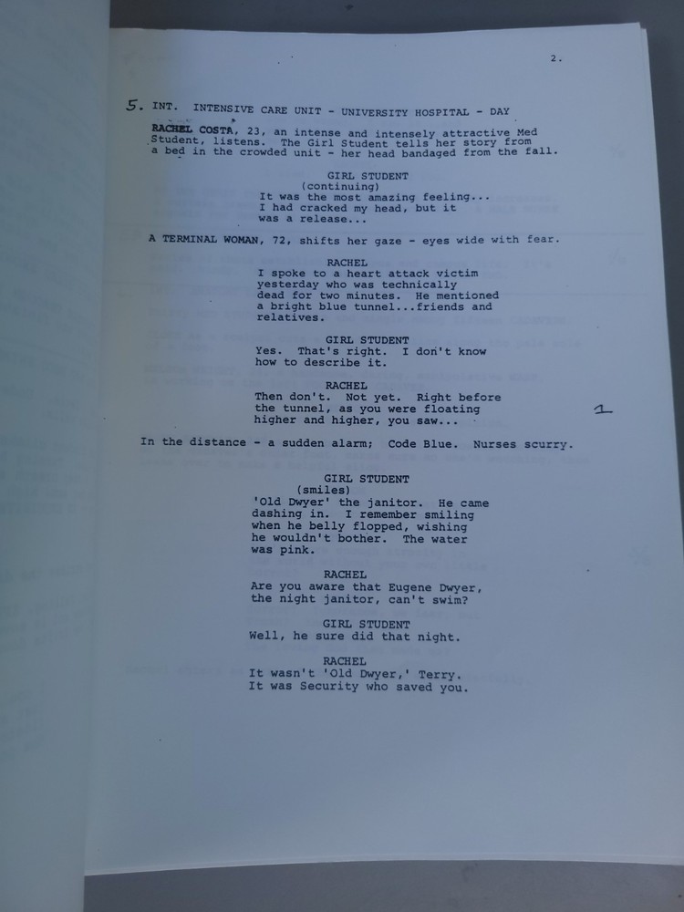 Flatliners Movie Script by Peter Filardi Second Draft July 31,1989 Paper Script