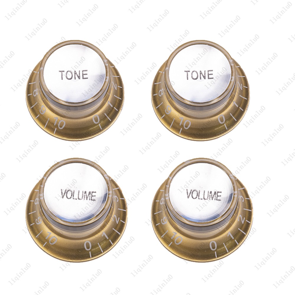 4 Pcs LP 60s Guitar Reflector Knobs Gold/Silver Top Hat Knobs for LP SG