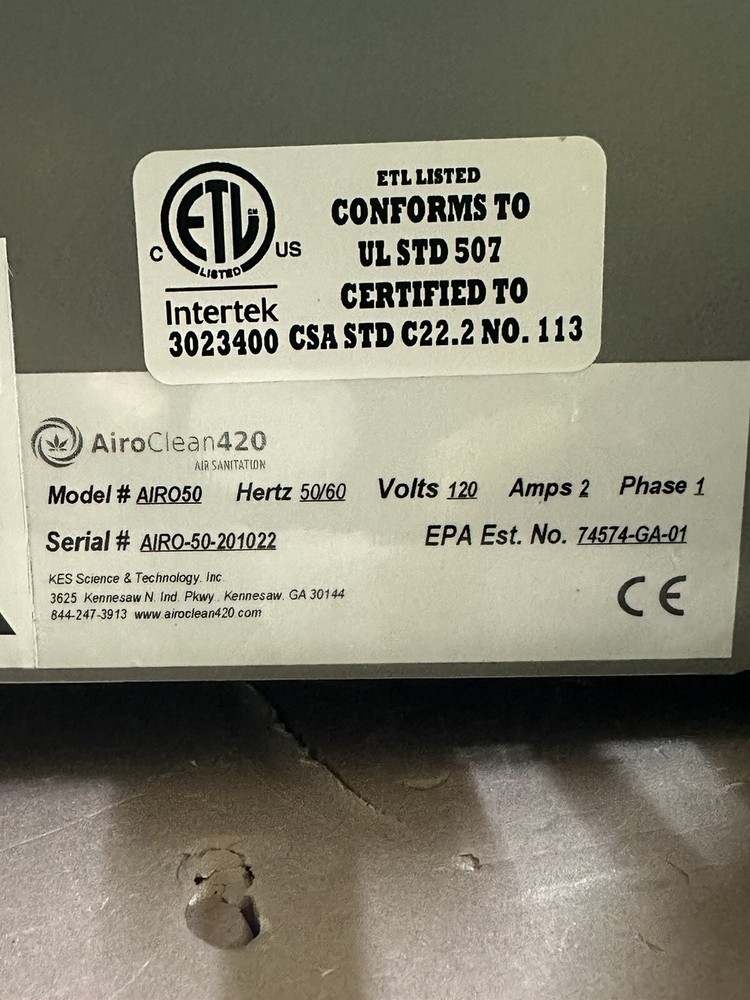 AIROCLEAN420 AIRO-50 AIR SANITATION SYSTEM